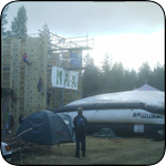 Climbing wall and air bag jump